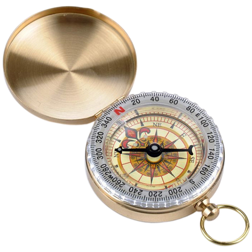 Brass Compass Navigation Glow Ring Keychain